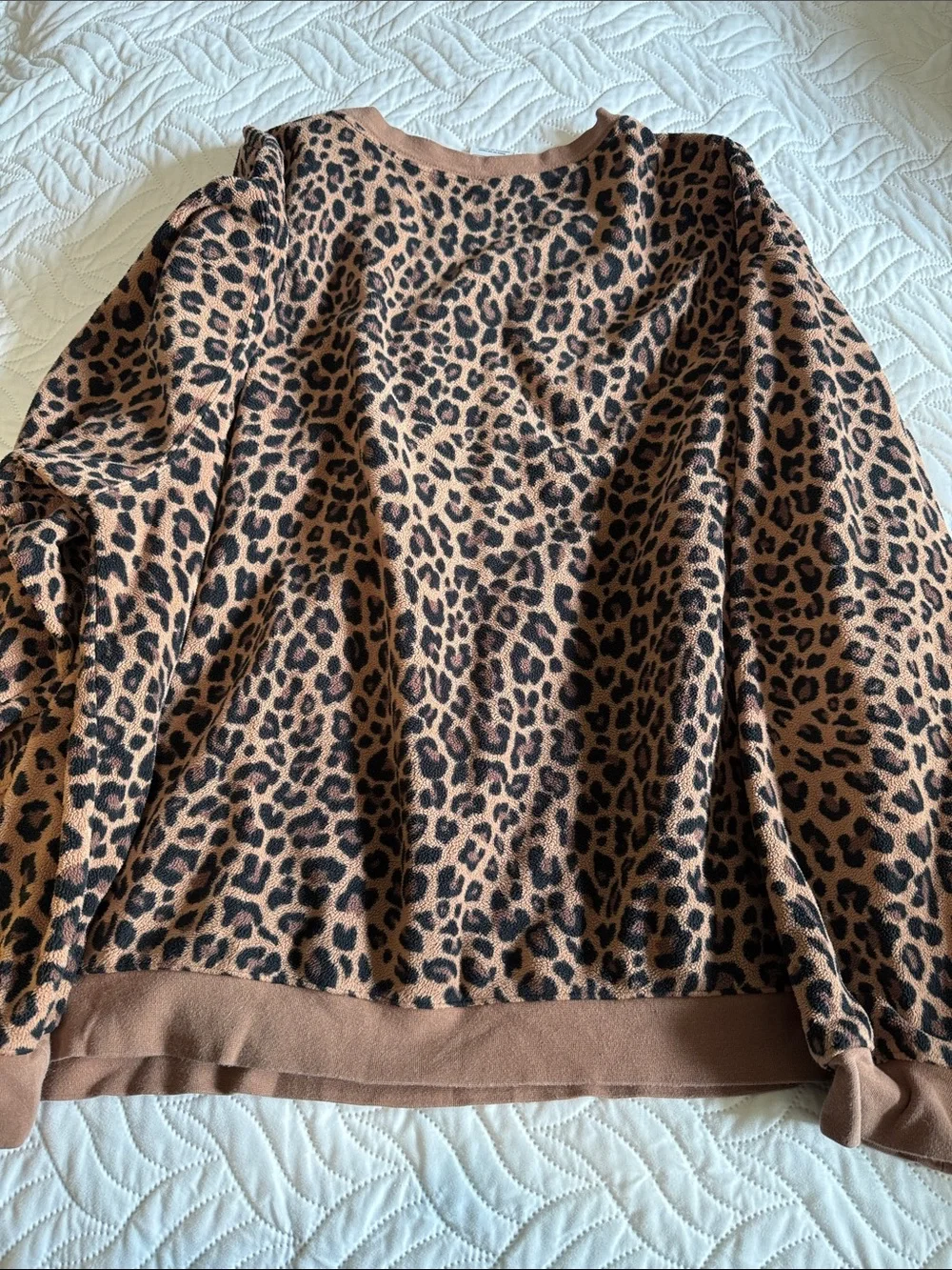 Nike Brown Leopard Print Crewneck Sweatshirt with Yellow Logo